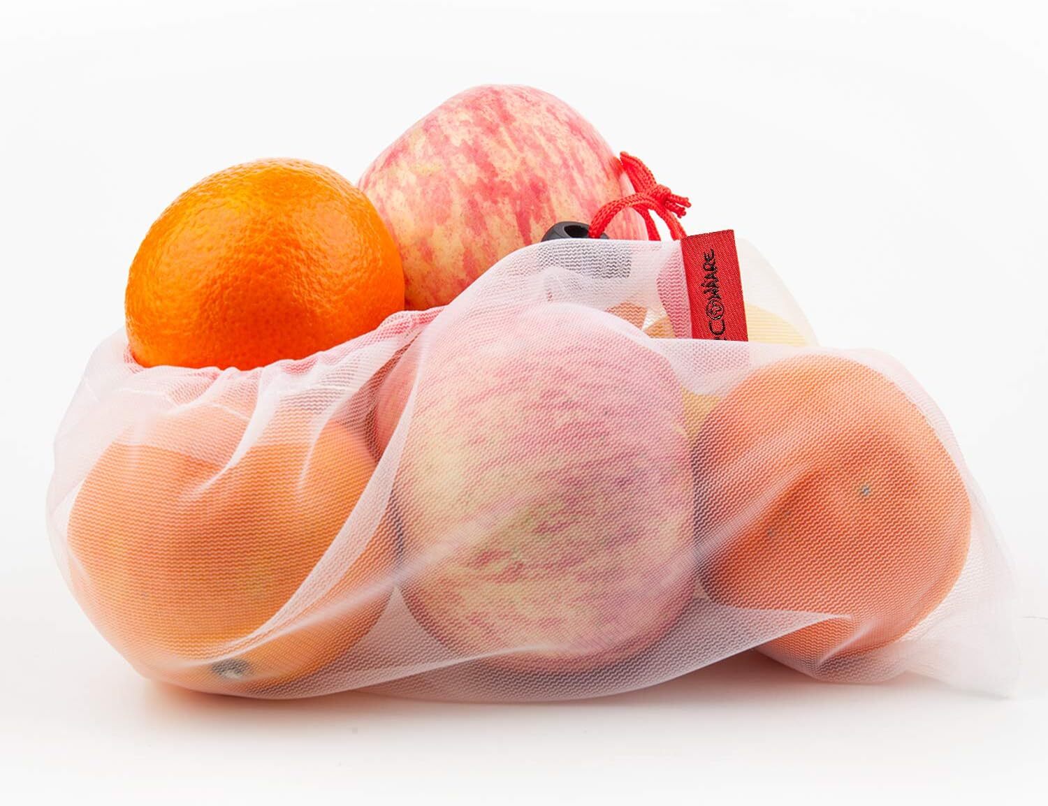 Set of 10 ECOCLAND Reusable Mesh Produce Bags Fruit Grocery Storage Washable Eco Bag V563-ECOCLAND-PRODUCEBAGS