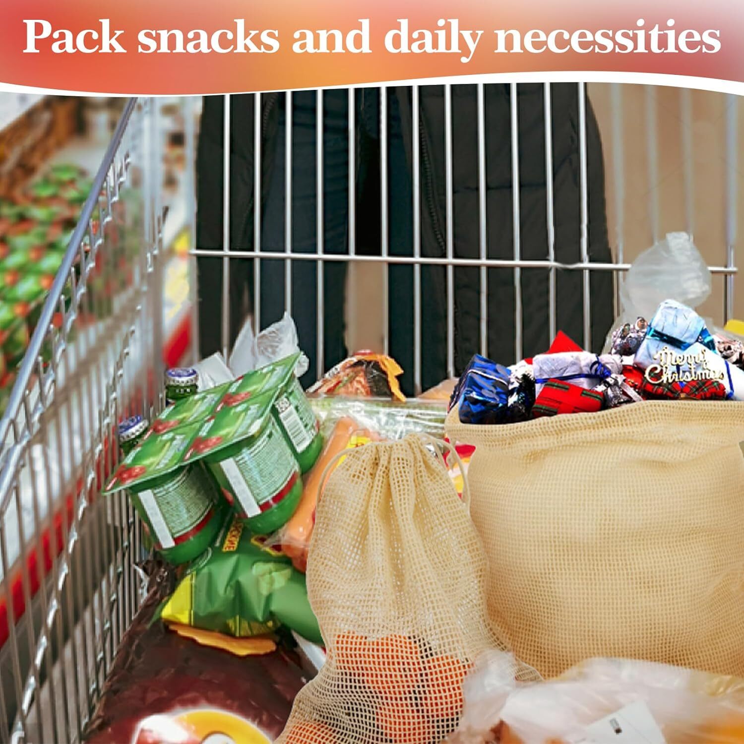 Set of 10 ECOCLAND Reusable Mesh Produce Bags Fruit Grocery Storage Washable Eco Bag V563-ECOCLAND-PRODUCEBAGS