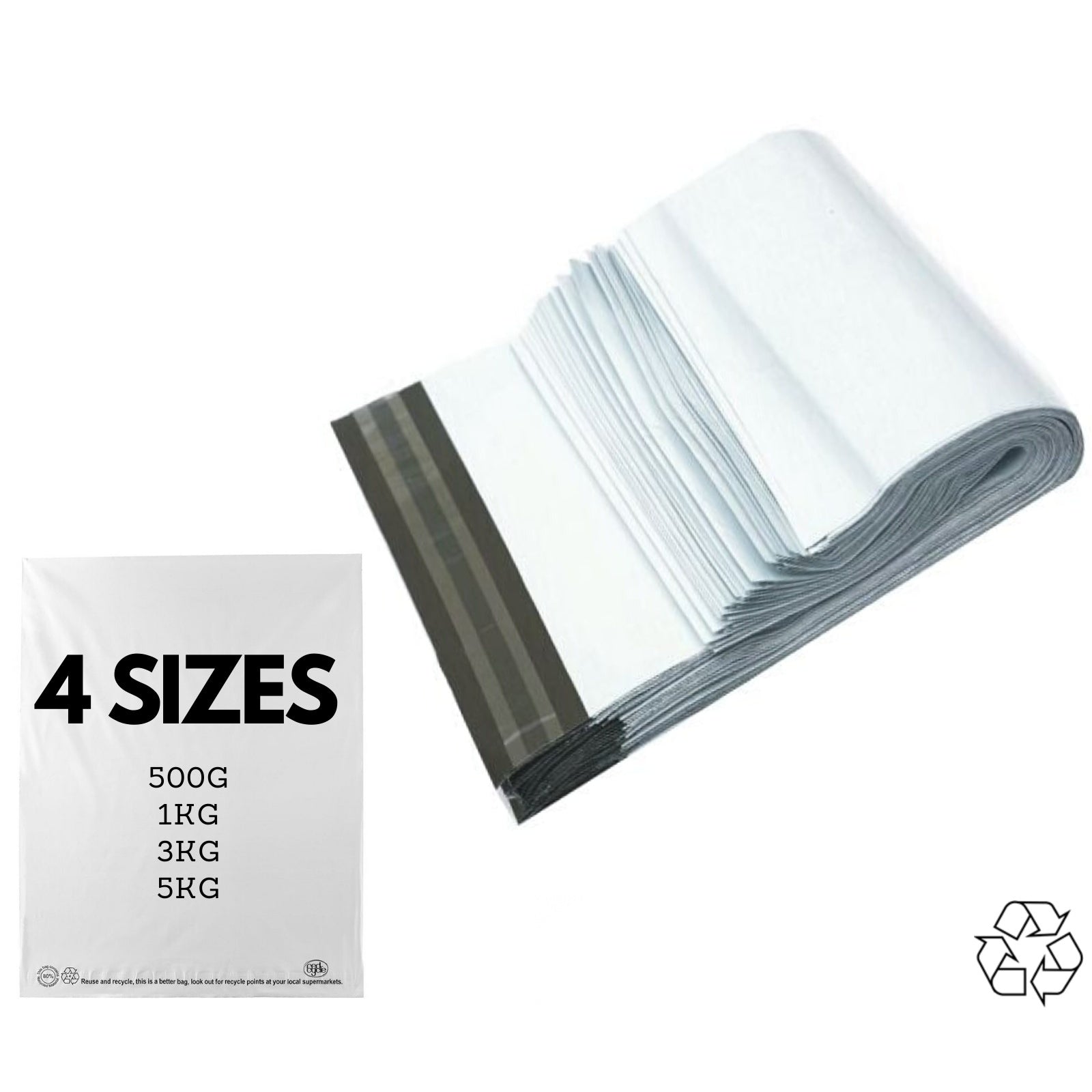 Enviro Recycled Courier Satchels Poly Mailer Bag Accredited Self Sealing Shipping - 5kg (510x435x50mm) - 750pcs