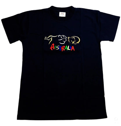 Adult Australia T Shirt Kangaroo Koala 100% Cotton Souvenir Tee Top - Black - S V563-ET1-BLK-S