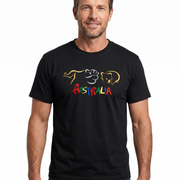 Adult Australia T Shirt Kangaroo Koala 100% Cotton Souvenir Tee Top - Black - XL V563-ET1-BLK-XL