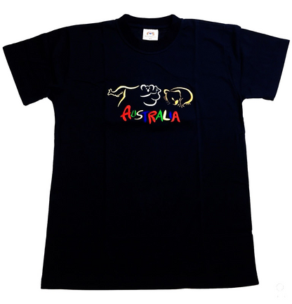 Adult Australia T Shirt Kangaroo Koala 100% Cotton Souvenir Tee Top - Black - XL V563-ET1-BLK-XL