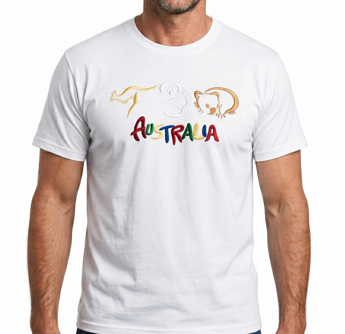 Adult Australia T Shirt Kangaroo Koala 100% Cotton Souvenir Tee Top - White - XL V563-ET1-WHT-XL