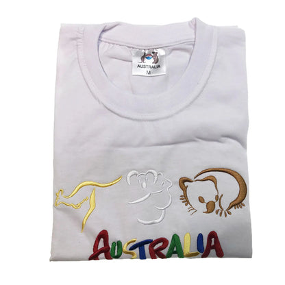 Adult Australia T Shirt Kangaroo Koala 100% Cotton Souvenir Tee Top - White - XL V563-ET1-WHT-XL
