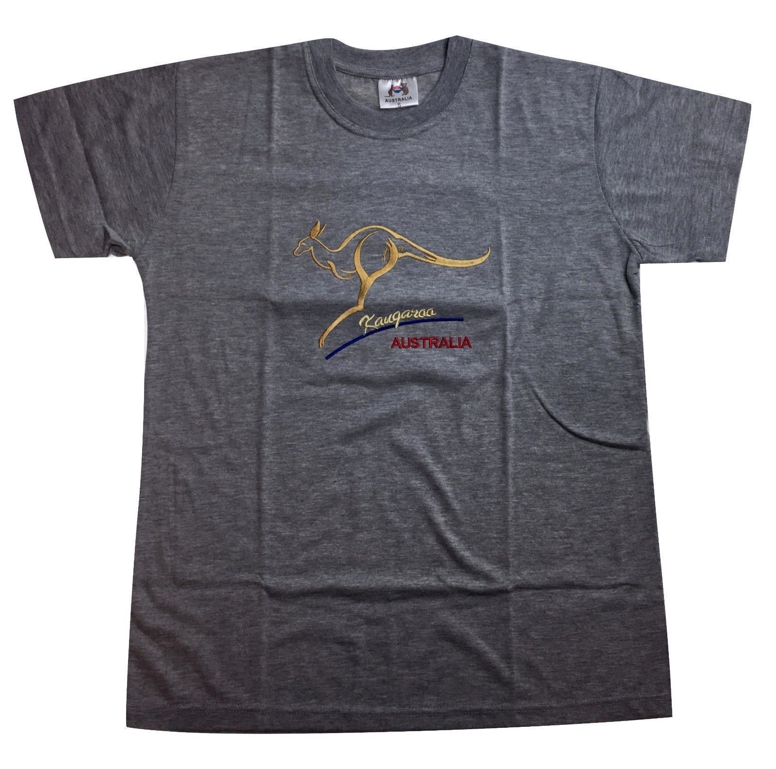 Adult Australian Kangaroo T Shirt Australia Day 100% Cotton Souvenir Tee Top - Grey - S V563-ET10-GREY-S