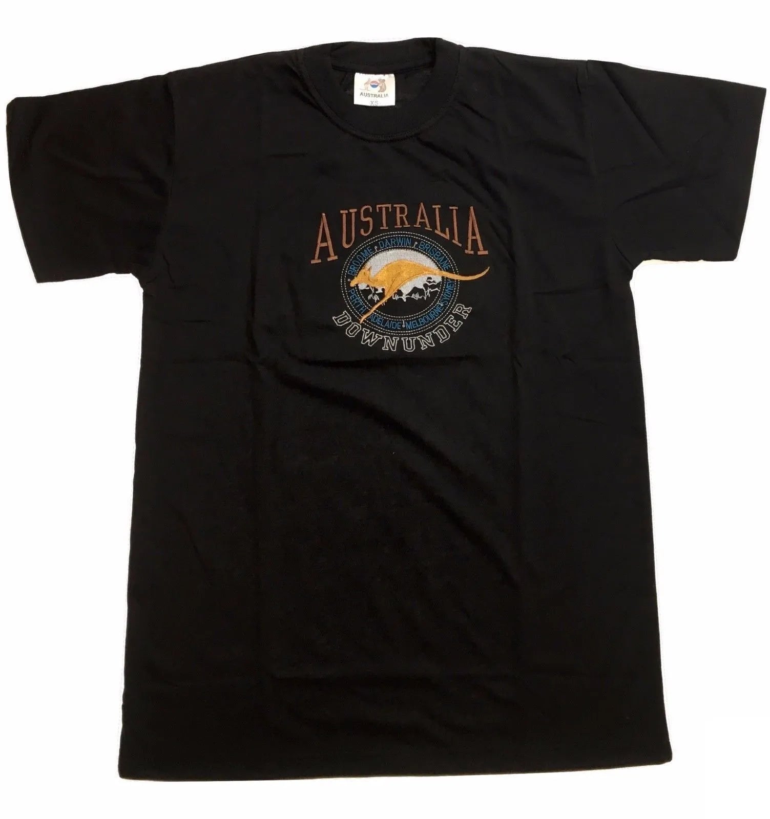 Adult Australia Kangaroo T Shirt Australia Day Souvenir Tee Top 100% Cotton - Black - XS V563-ET15-BLK-XS