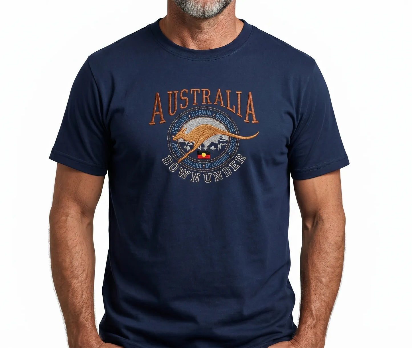 Adult Australia Kangaroo T Shirt Australia Day Souvenir Tee Top 100% Cotton - Navy - M V563-ET15-NVY-M