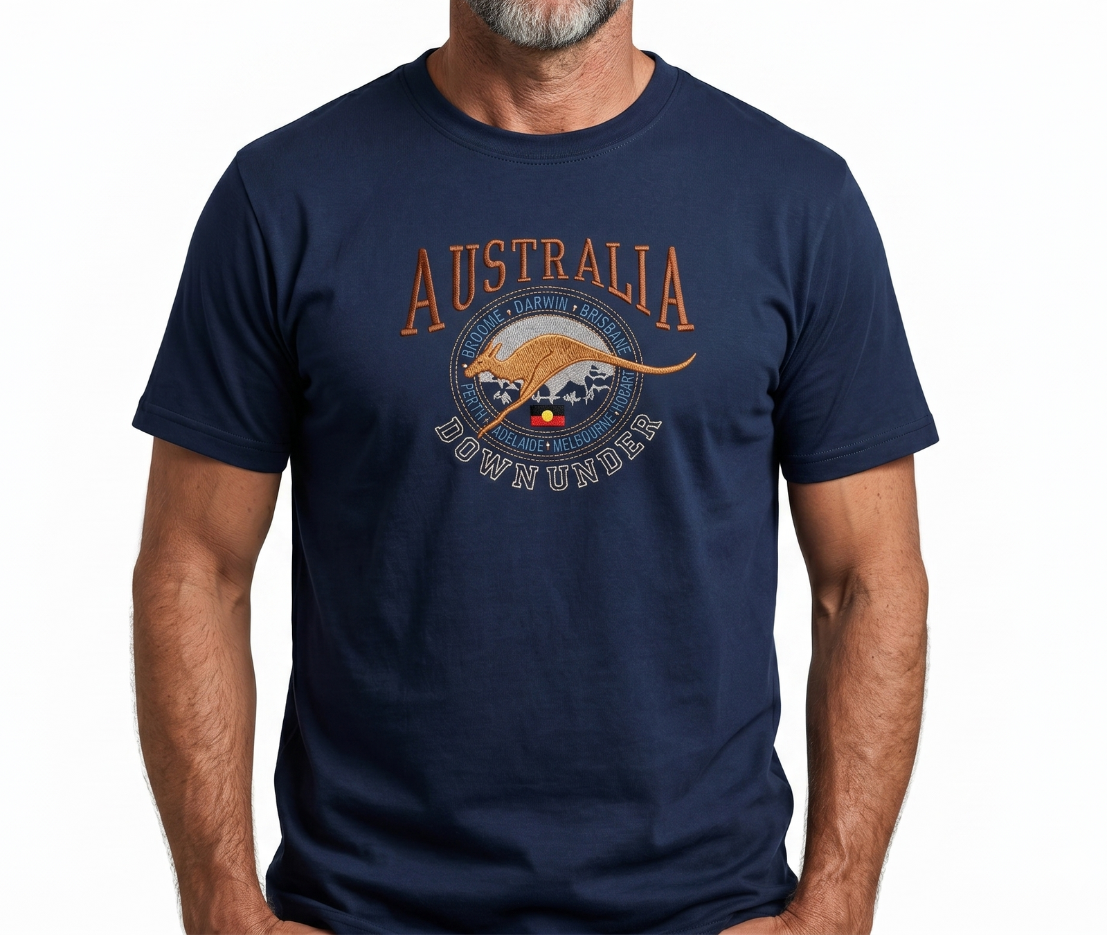 Adult Australia Kangaroo T Shirt Australia Day Souvenir Tee Top 100% Cotton - Navy - S V563-ET15-NVY-S
