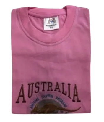 Adult Australia Kangaroo T Shirt Australia Day Souvenir Tee Top 100% Cotton - Pink - M V563-ET15-PNK-M