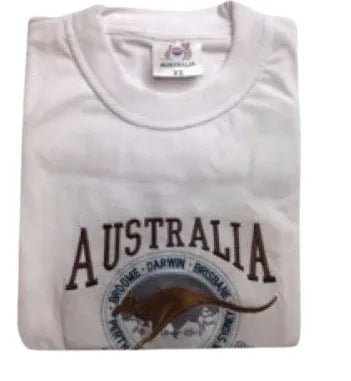 Adult Australia Kangaroo T Shirt Australia Day Souvenir Tee Top 100% Cotton - White - S V563-ET15-WHT-S