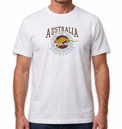 Adult Australia Kangaroo T Shirt Australia Day Souvenir Tee Top 100% Cotton - White - XXL V563-ET15-WHT-XXL