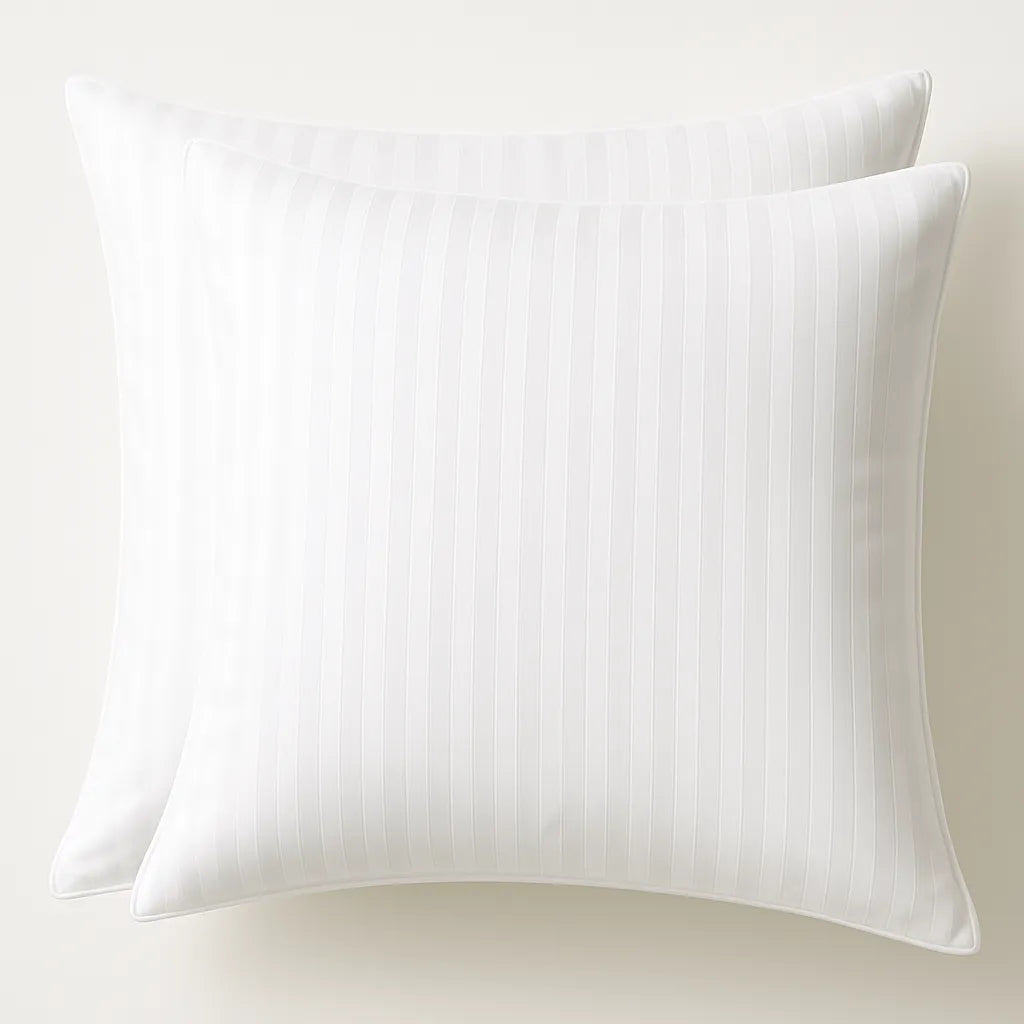 2x 100% Cotton European Pillowcase 400 Thread Count Hotel Quality - Striped White (65x65cm) V563-EURO-PLW-CASE-2PCS