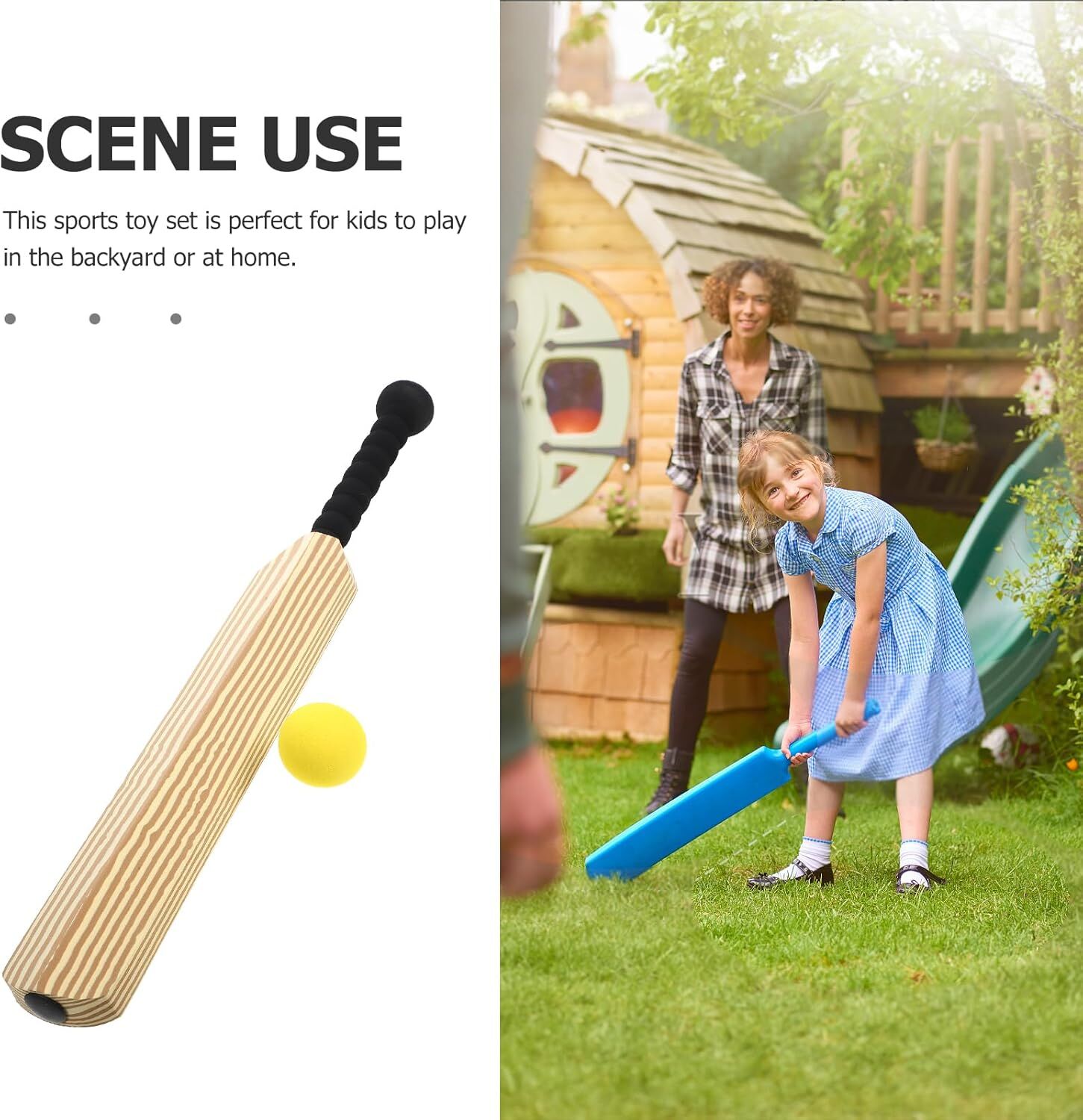 Kids Soft Foam Sturdy Cricket Bat & Ball Set 58cm Backyard Beach Sports Toy Kit V563-FA3866
