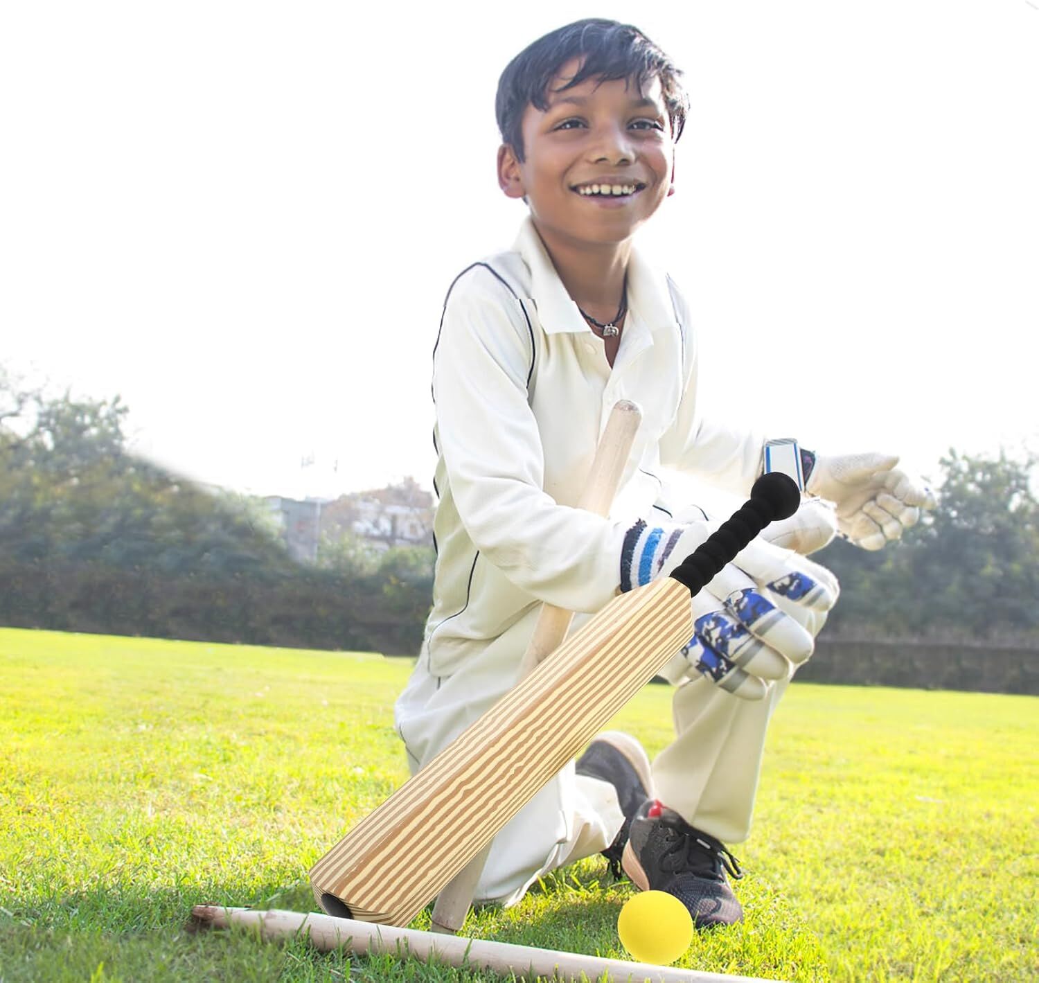 Kids Soft Foam Sturdy Cricket Bat & Ball Set 58cm Backyard Beach Sports Toy Kit V563-FA3866