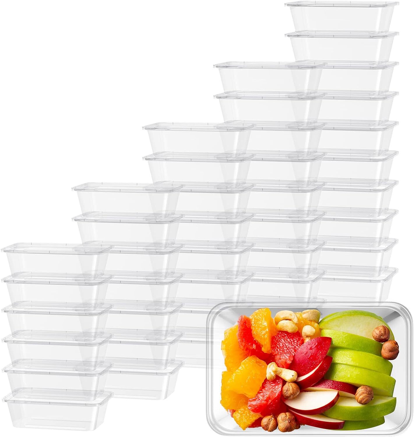 96pcs 2000ml Reusable Food Containers Plastic Meal Prep Storage w/ Lids - BPA Free (246*157*67mm) V563-FC2000-8-12PK