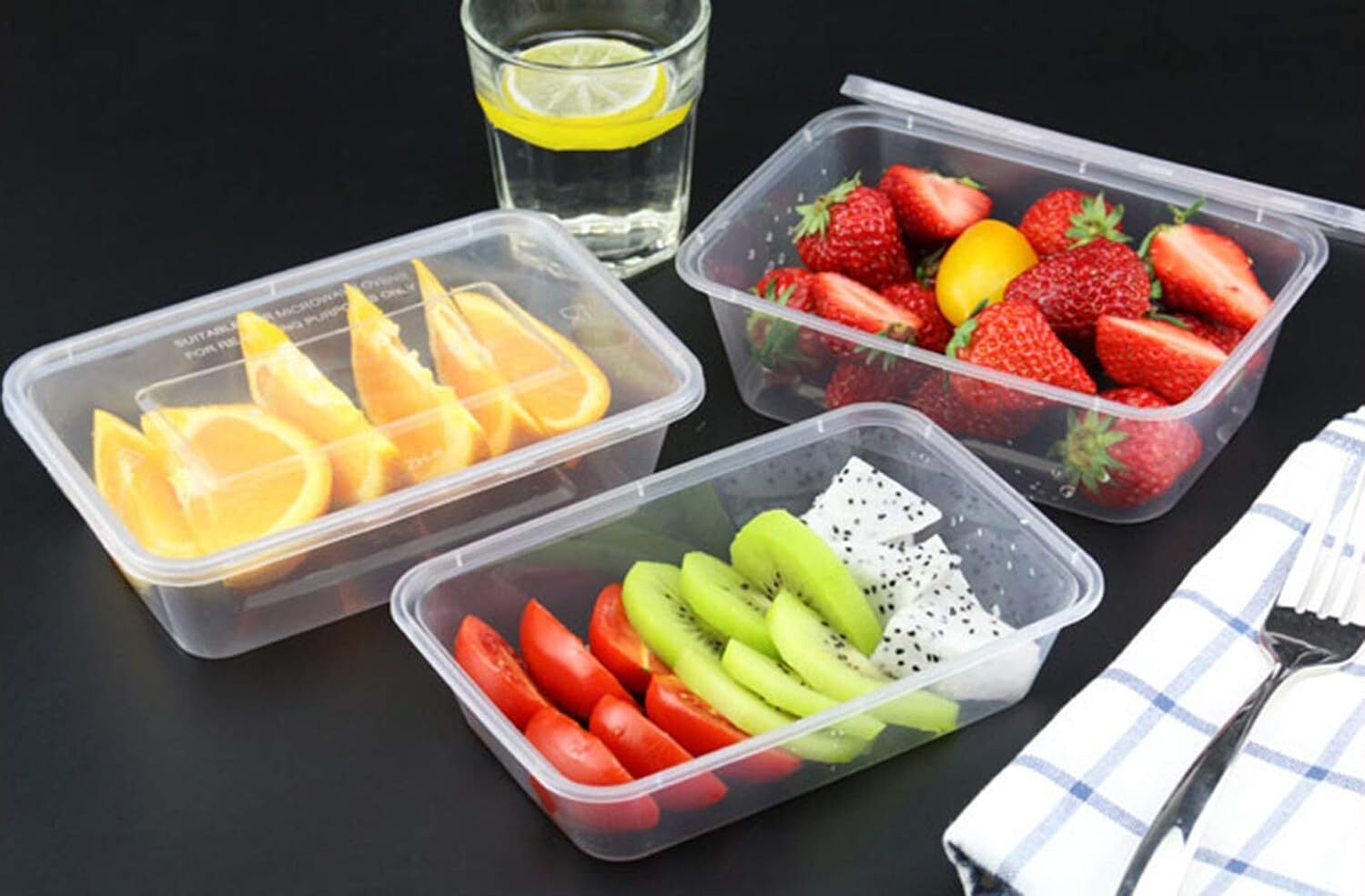 96pcs 2000ml Reusable Food Containers Plastic Meal Prep Storage w/ Lids - BPA Free (246*157*67mm) V563-FC2000-8-12PK