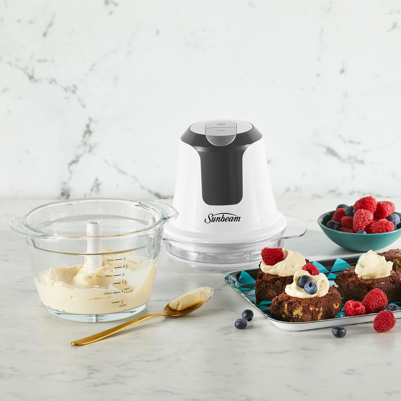 Sunbeam Mini Glass MultiChopper Food Processor - White V563-FCP1000WH