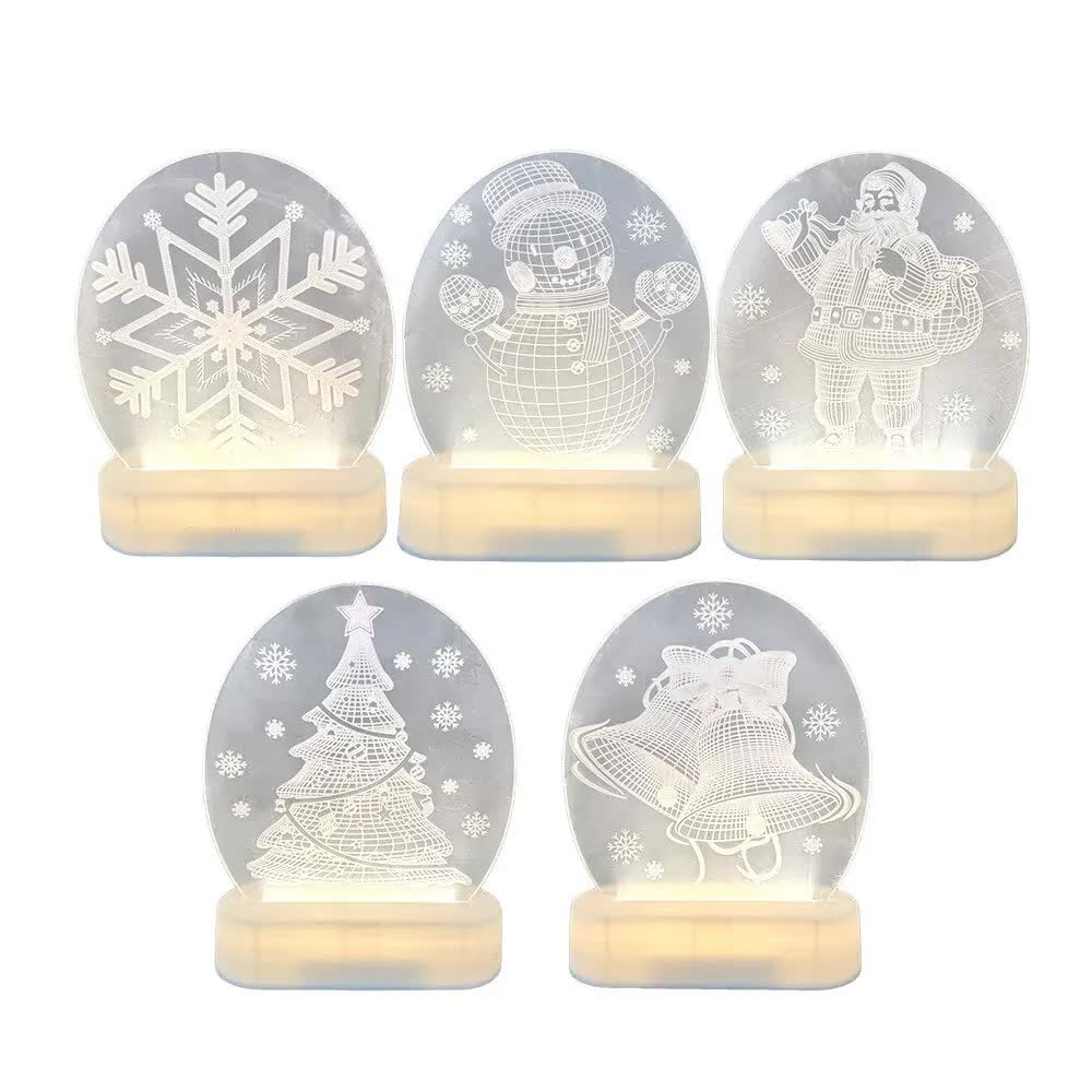 CarolCraft Christmas LED Acrylic USB Lamp Set of 5 Decoration Ornament Xmas Gift V563-FES-001-TAB-SET