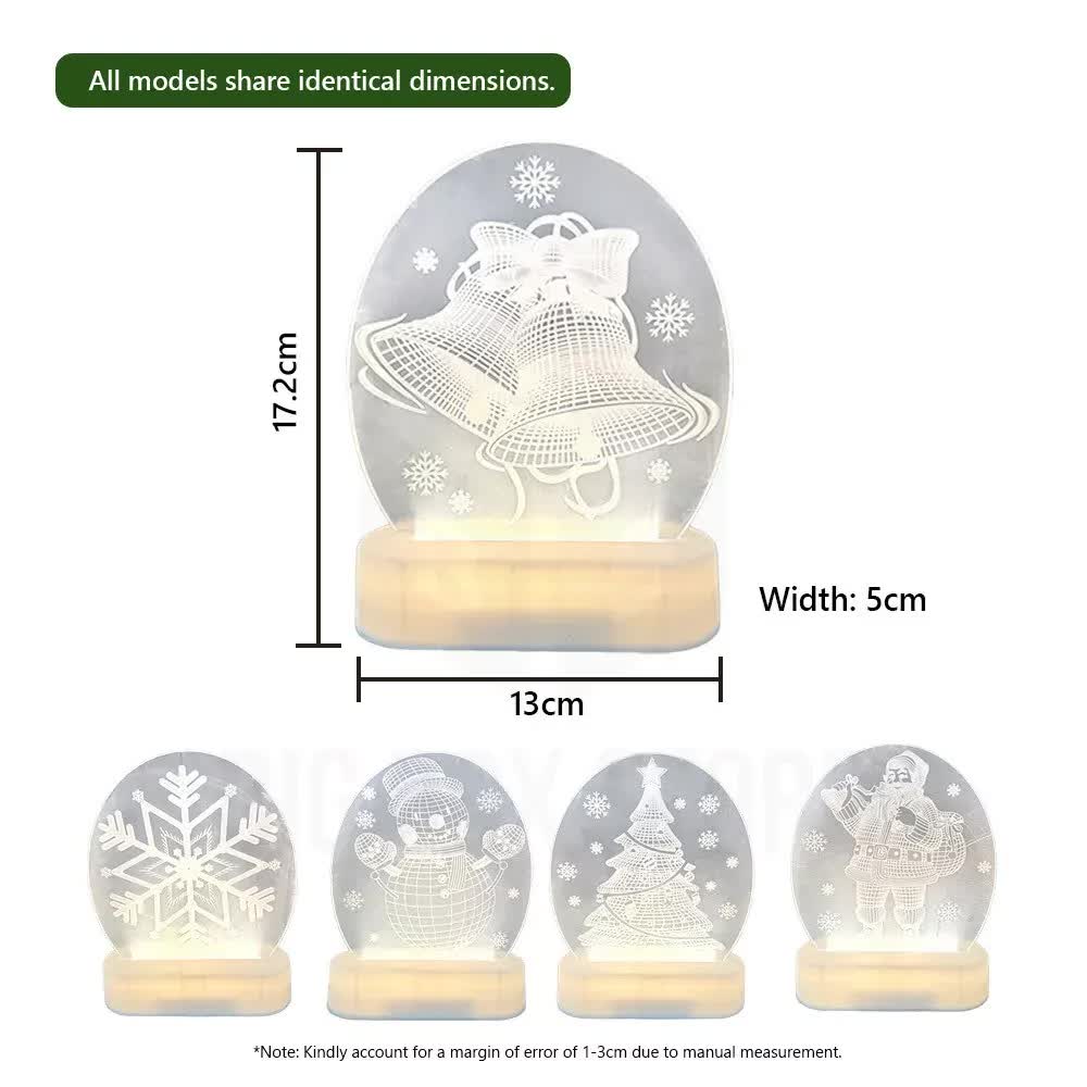 CarolCraft Christmas LED Acrylic USB Lamp Set of 5 Decoration Ornament Xmas Gift V563-FES-001-TAB-SET