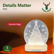 CarolCraft Christmas LED Acrylic USB Lamp Set of 5 Decoration Ornament Xmas Gift V563-FES-001-TAB-SET