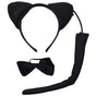BLACK CAT EARS HEADBAND w Bow Tail Animal Costume Halloween Party Hair Accessory V563-FF-2569-7