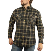Mens FLANNELETTE SHIRT Check 100% COTTON Flannel Vintage Long Sleeve - 99 (Full Placket) - S V563-FLSHT2015-FP99-S