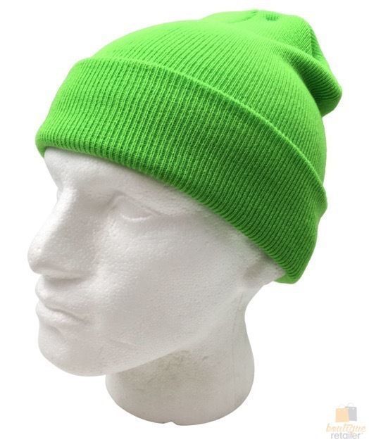 Unisex Fluro Beanie Hi Vis Knit Winter Hat Ski Cap One Size - Fluro Green V563-FLUROBEANIE-FLUGRN
