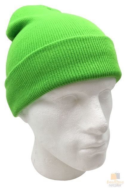 Unisex Fluro Beanie Hi Vis Knit Winter Hat Ski Cap One Size - Fluro Green V563-FLUROBEANIE-FLUGRN