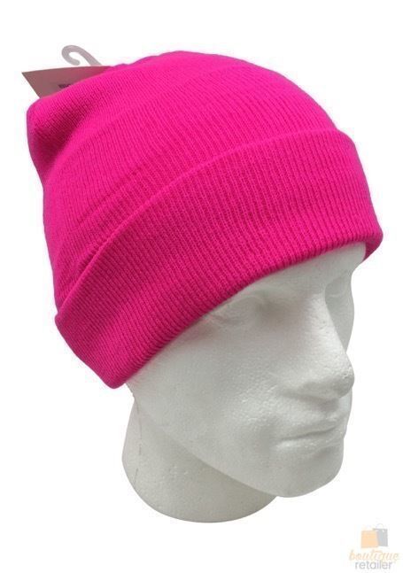 Unisex Fluro Beanie Hi Vis Knit Winter Hat Ski Cap One Size - Fluro Pink V563-FLUROBEANIE-FLUPNK
