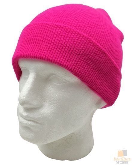Unisex Fluro Beanie Hi Vis Knit Winter Hat Ski Cap One Size - Fluro Pink V563-FLUROBEANIE-FLUPNK
