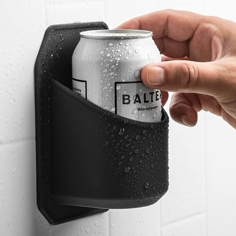 PP Sturdy Hard Plastic Shower Beer Holder Wall Mounted Beverage Can Rack Self Adhesive V563-FN2421609