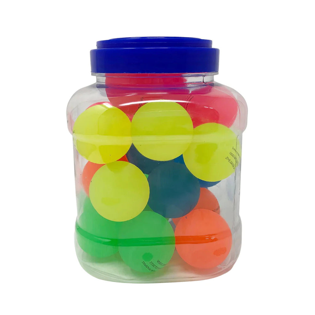 10pcs Large Frosted Rubber Bouncing Balls 60mm Mixed Colours Bulk w Storage Tub V563-FROSTEDBOUNCINGBALLS-1TUB