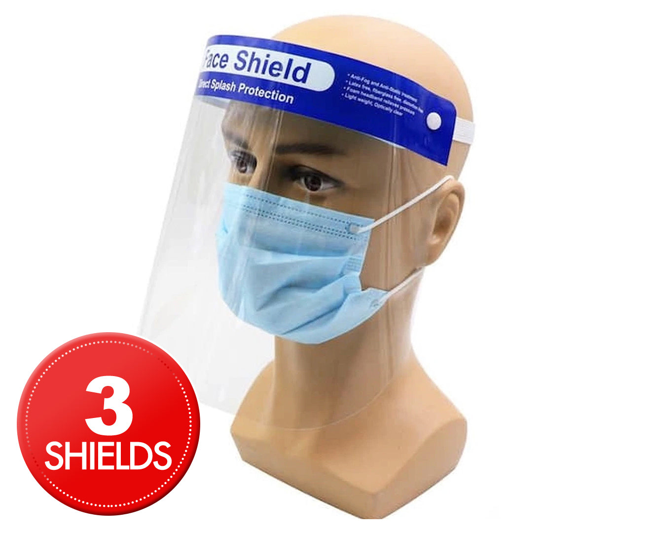 3x Safety Full Face Shield Clear Glasses Anti-Fog Eye Protector Shop Dental V563-FS-1_3PCS