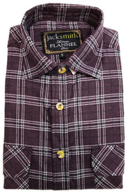 Mens Flannelette Shirt 100% Cotton Check Authentic Flannel Long Sleeve Vintage - Burgundy - S V563-FS-FP18-BURGUNDY97-S