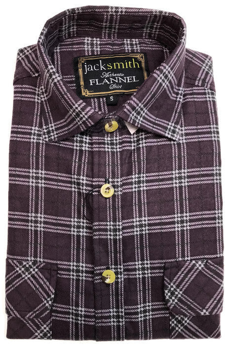 Mens Flannelette Shirt 100% Cotton Check Authentic Flannel Long Sleeve Vintage - Burgundy - S V563-FS-FP18-BURGUNDY97-S