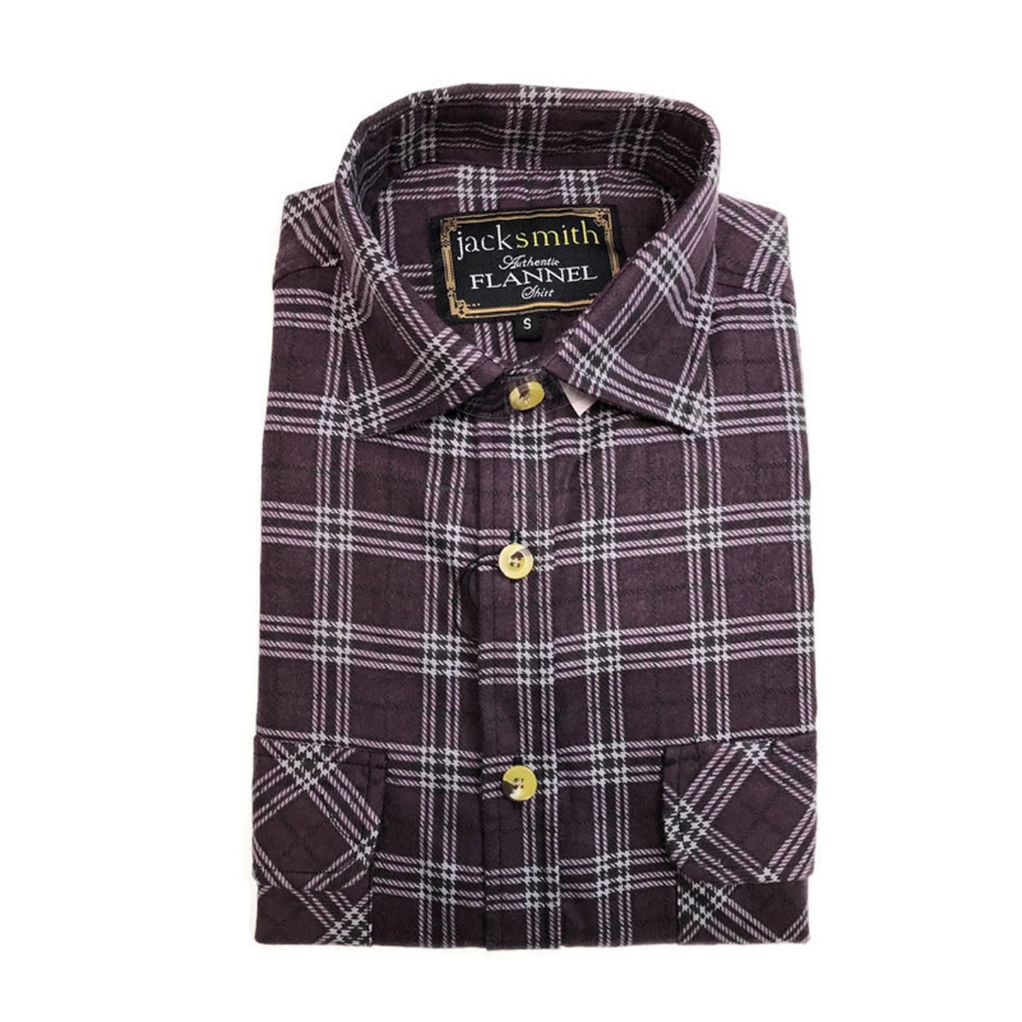 Mens Flannelette Shirt 100% Cotton Check Authentic Flannel Long Sleeve Vintage - Burgundy - S V563-FS-FP18-BURGUNDY97-S