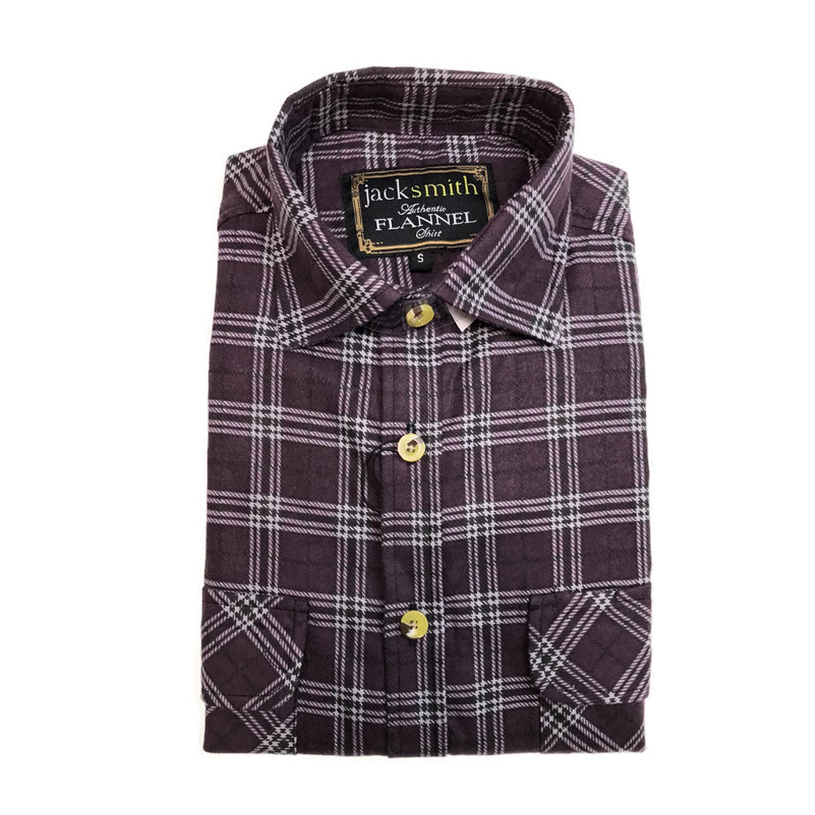Mens Flannelette Shirt 100% Cotton Check Authentic Flannel Long Sleeve Vintage - Burgundy - S V563-FS-FP18-BURGUNDY97-S