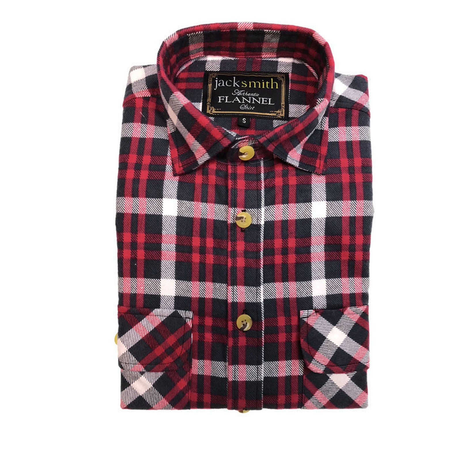 Mens Flannelette Shirt 100% Cotton Check Authentic Flannel Long Sleeve Vintage - Burgundy - S V563-FS-FP18-BURGUNDY97-S