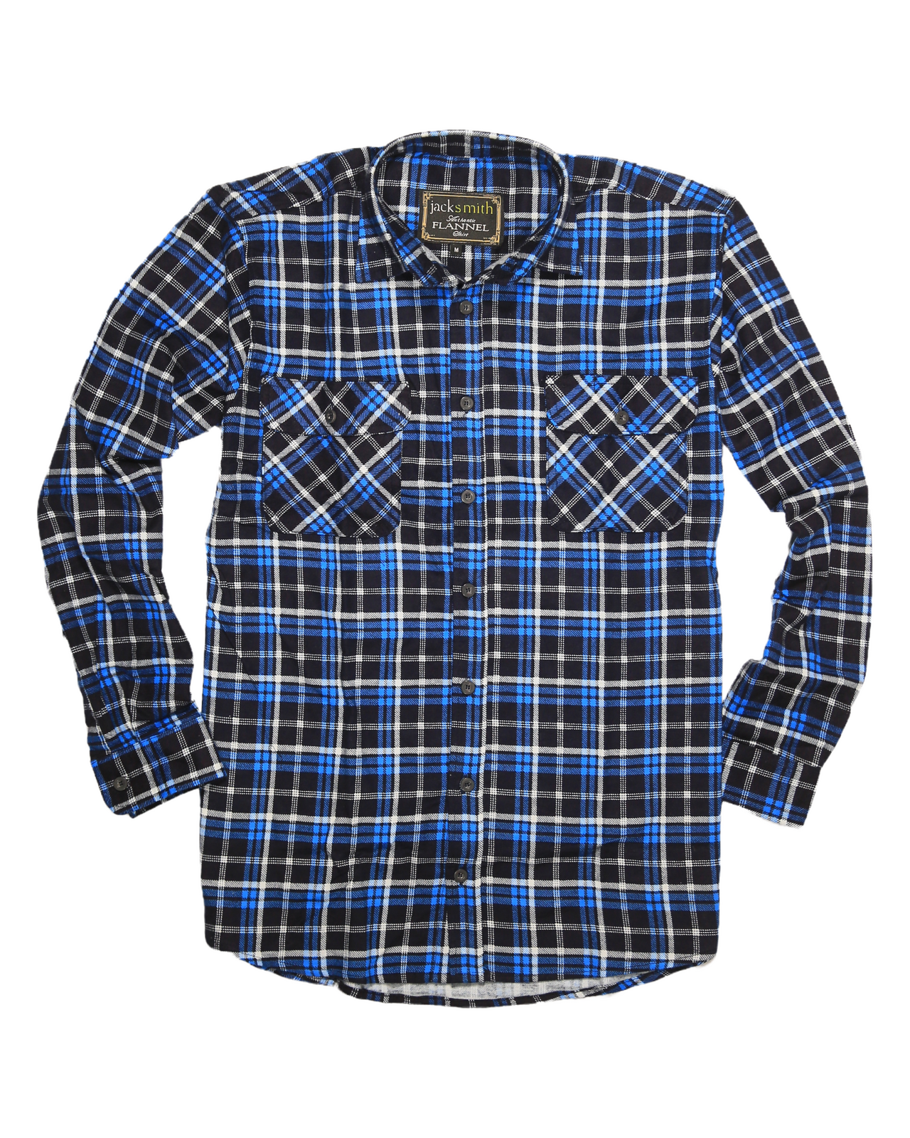Mens Flannelette Long Sleeve Shirt 100% Cotton Check Authentic Flannel - Full Placket - Turquoise/Black - L V563-FS-FP21-36-L