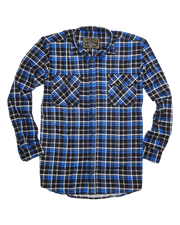 Mens Flannelette Long Sleeve Shirt 100% Cotton Check Authentic Flannel - Full Placket - Turquoise/Black - XL