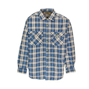Mens Flannelette Long Sleeve Shirt 100% Cotton Check - Full Placket - Spanish Blue - 4XL V563-FS-FP22-149-4XL