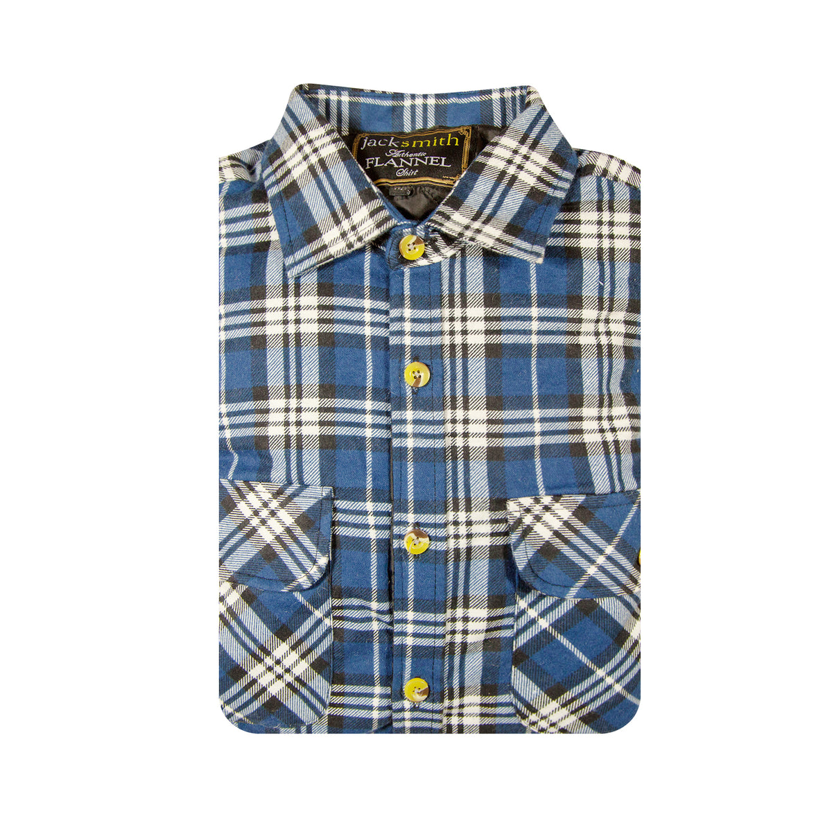 Mens Flannelette Long Sleeve Shirt 100% Cotton Check - Full Placket - Spanish Blue - 6XL V563-FS-FP22-149-6XL
