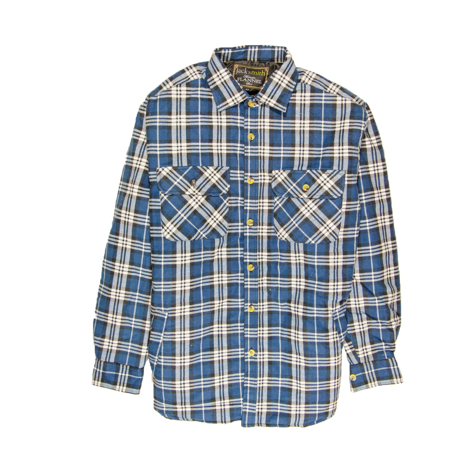 Mens Flannelette Long Sleeve Shirt 100% Cotton Check - Full Placket - Spanish Blue - M V563-FS-FP22-149-M