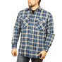 Mens Flannelette Long Sleeve Shirt 100% Cotton Check - Full Placket - Spanish Blue - S V563-FS-FP22-149-S