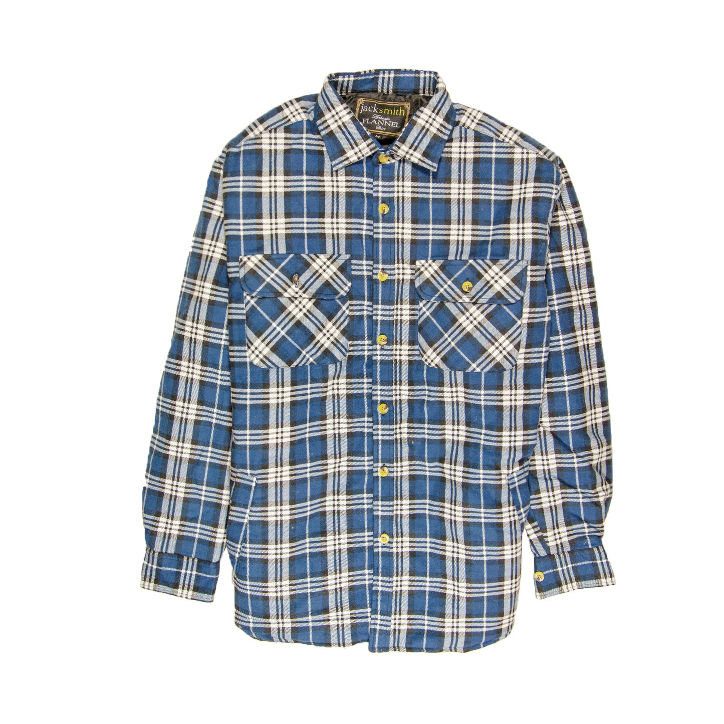 Mens Flannelette Long Sleeve Shirt 100% Cotton Check - Full Placket - Spanish Blue - XL V563-FS-FP22-149-XL