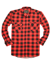 Mens 100% Cotton Flannelette Shirt Long Sleeve Check Authentic Flannel - Red/Black - 3XL