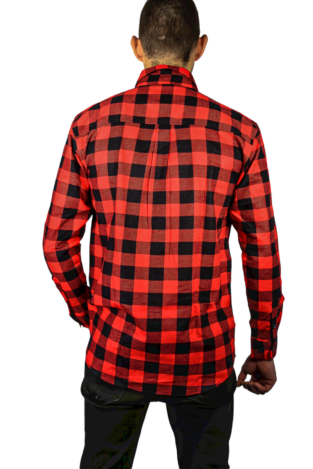 Mens 100% Cotton Flannelette Shirt Long Sleeve Check Authentic Flannel - Red/Black - 5XL V563-FS-FP22-190-5XL