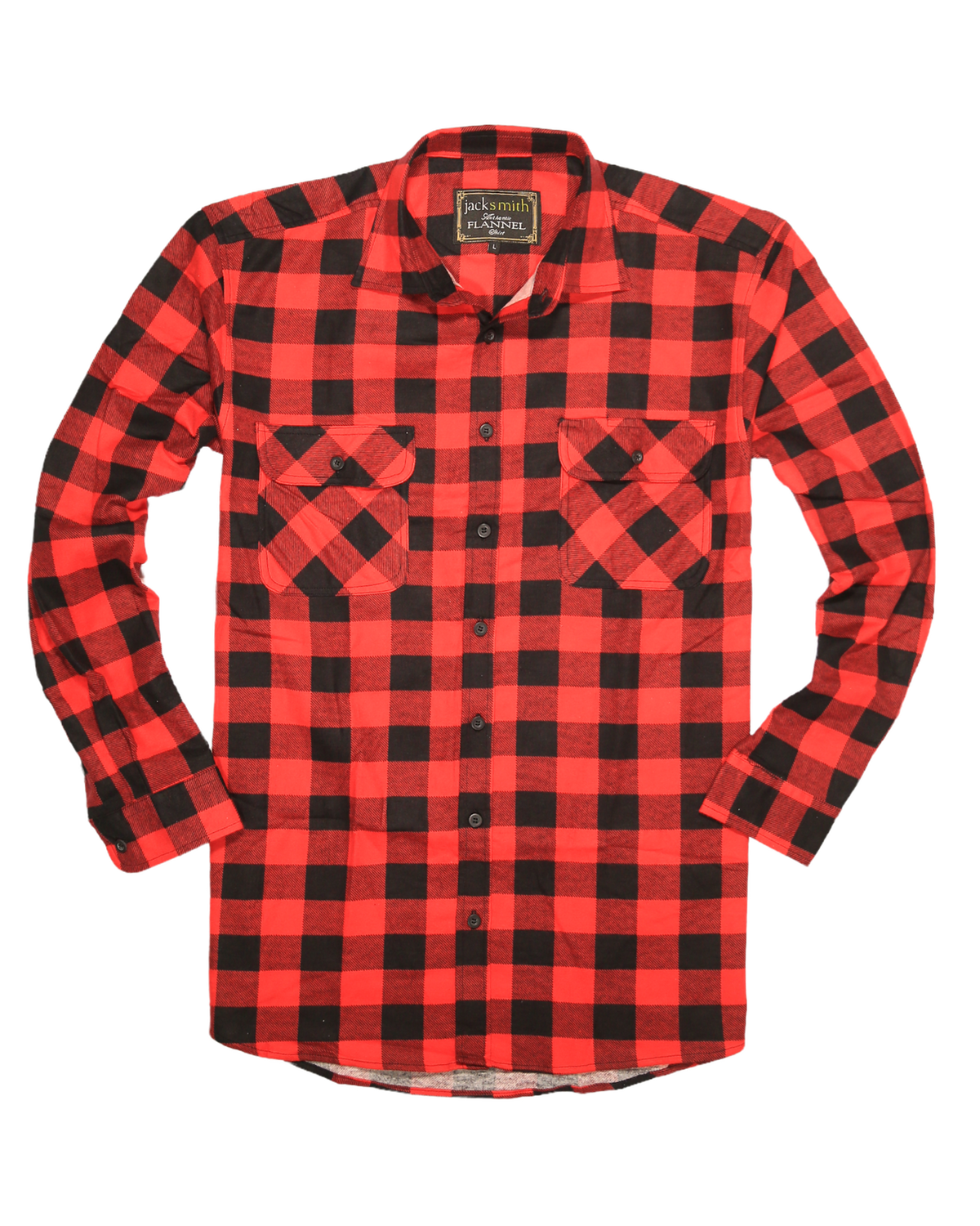 Mens 100% Cotton Flannelette Shirt Long Sleeve Check Authentic Flannel - Red/Black - 6XL V563-FS-FP22-190-6XL