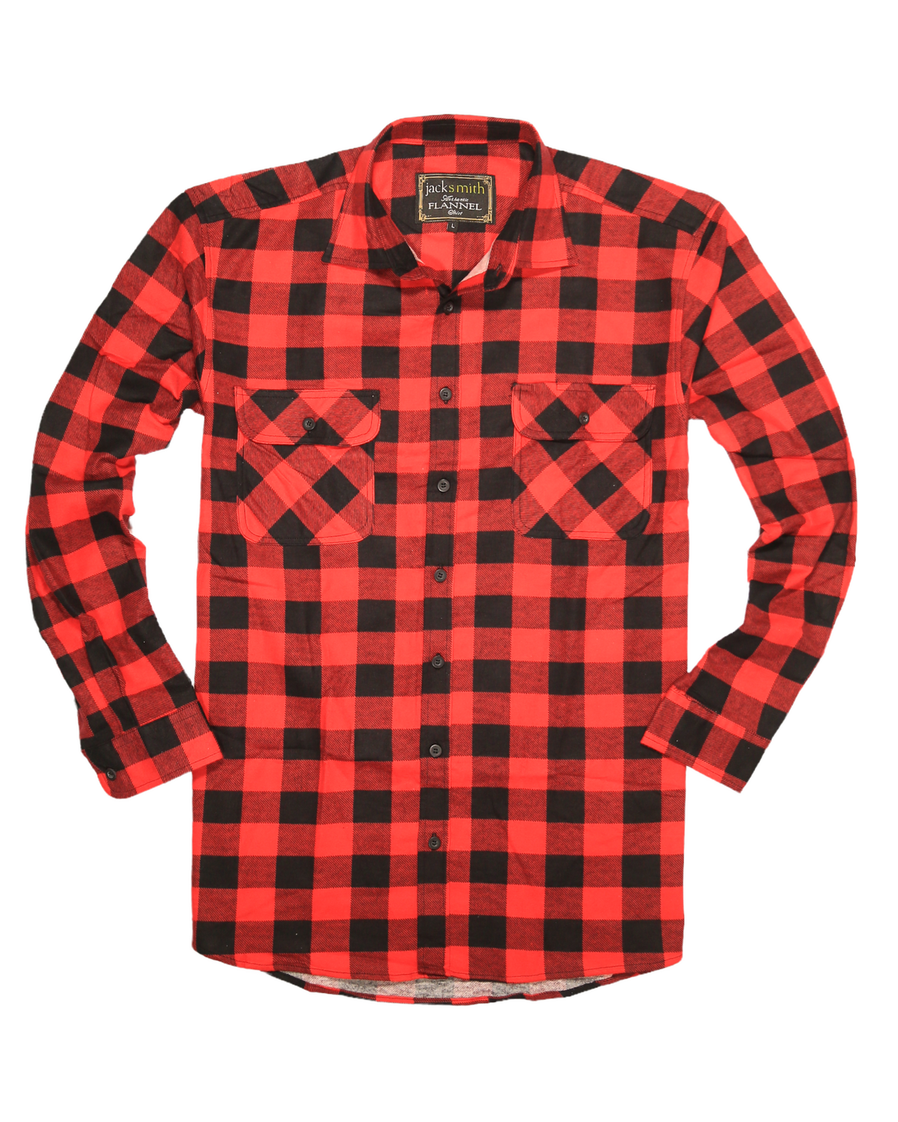 Mens 100% Cotton Flannelette Shirt Long Sleeve Check Authentic Flannel - Red/Black - M V563-FS-FP22-190-M