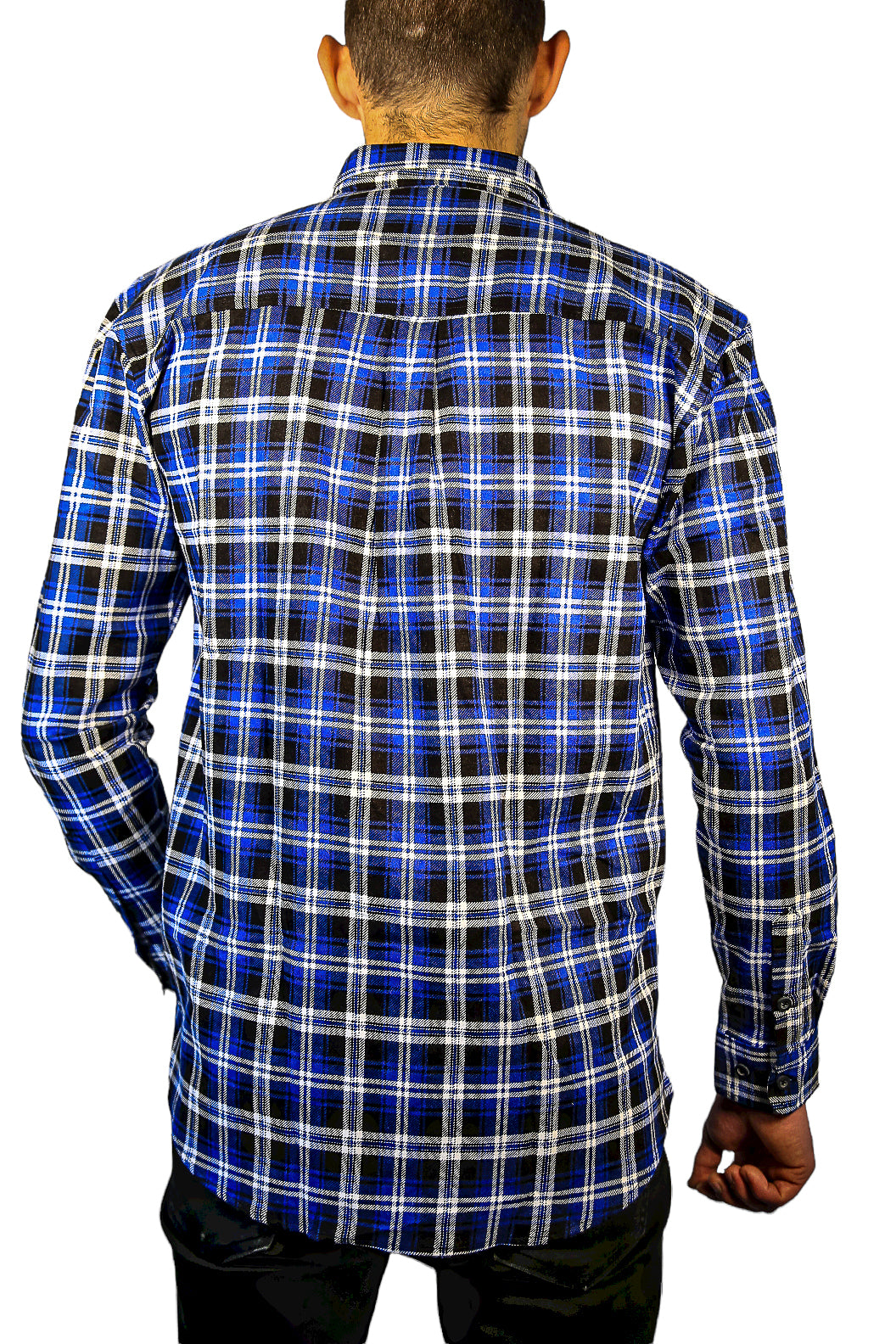 Mens 100% Cotton Flannelette Shirt Long Sleeve Check Authentic Flannel - Denim - 3XL